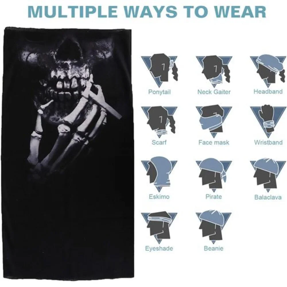 Halloween Face Mask Neck Gaiter Balaclava Skull Bandana Windproof 6 Pack